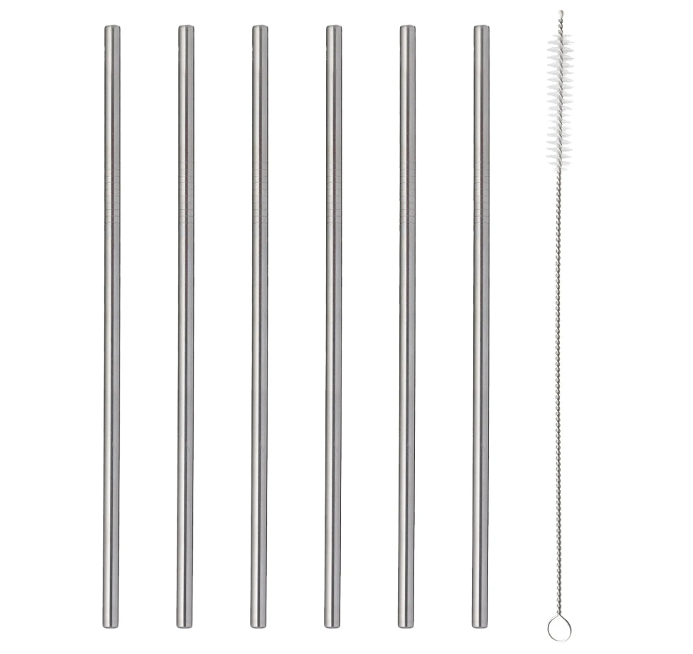 STAINLESS STEEL DRINKING STRAWS 6 PIECES