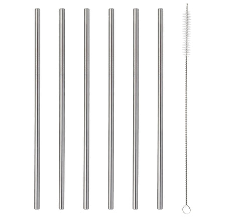 STAINLESS STEEL DRINKING STRAWS 6 PIECES