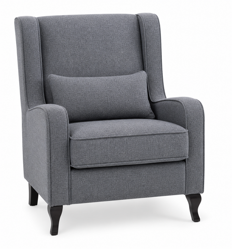 Gray armchair with a pillow on a white background
