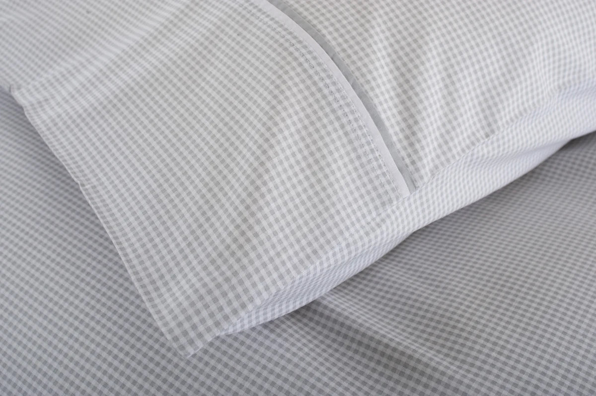 DUVET COVER SINGLE GREY / WHITE GINGHAM