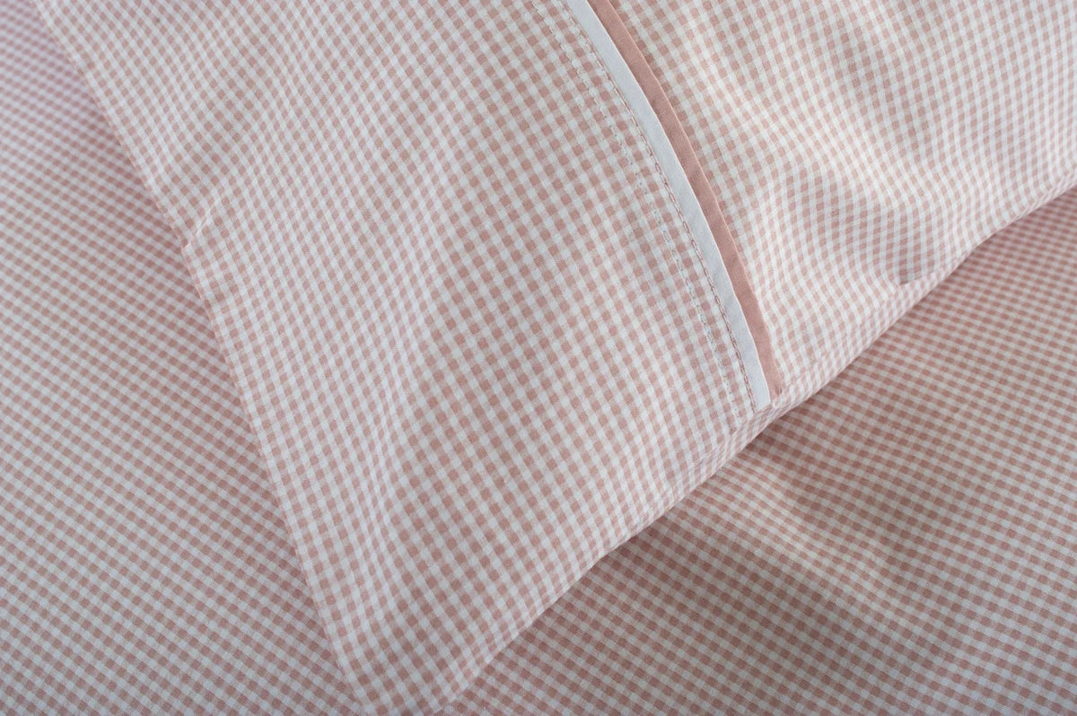 DUVET COVER SINGLE ROSE /WHITE CHECK