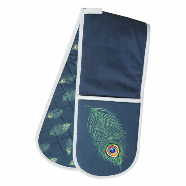 PEACOCK  FEATHER DOUBLE OVEN GLOVE