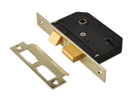 Union Essential 3 Lever Mortice Sashlock Polished Brass 3"