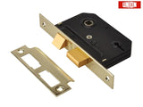 Union Essential 3 Lever Mortice Sashlock Polished Brass 3"