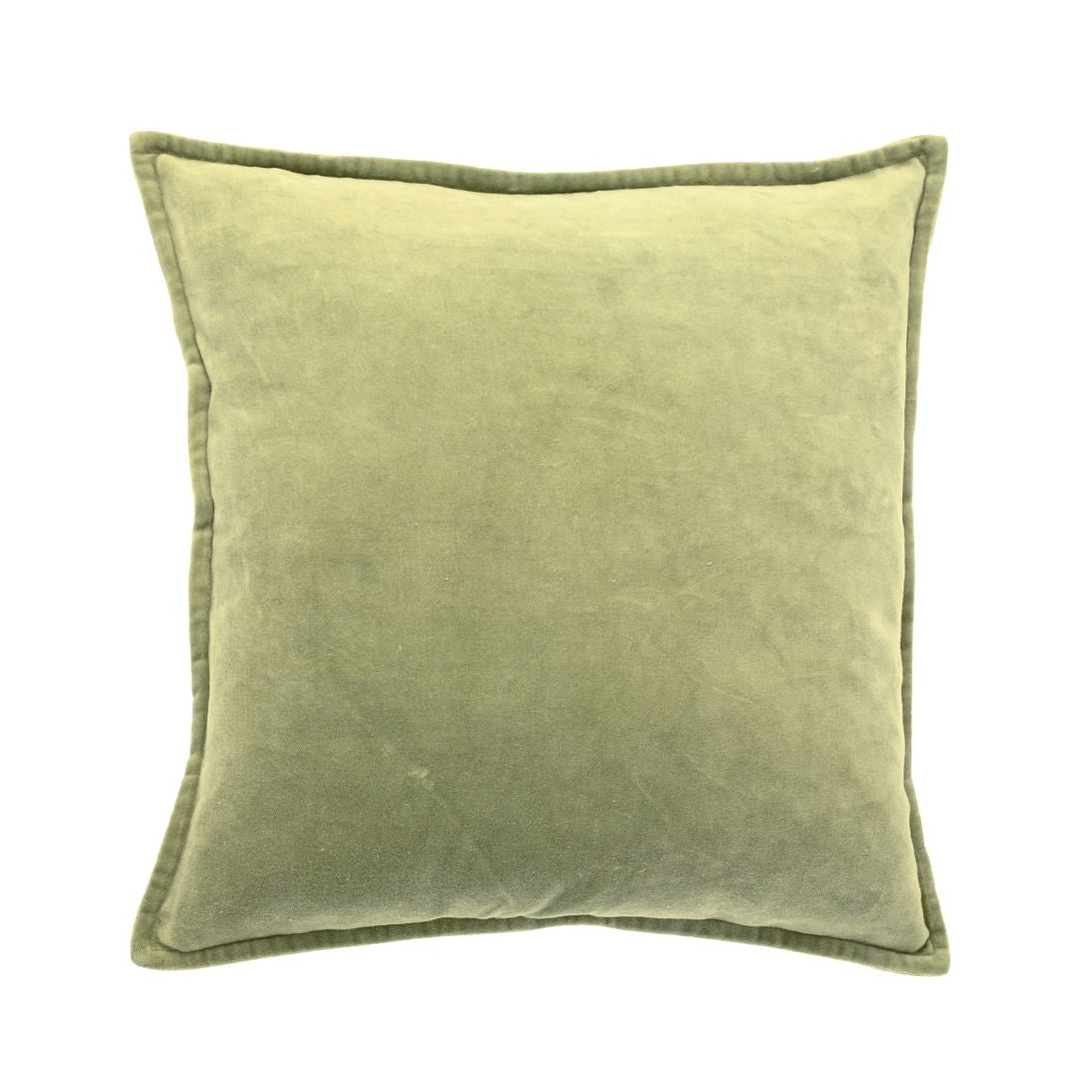 CUSHION WSAHED VELVET OLIVE 43 X 43 CM POLY FILLED