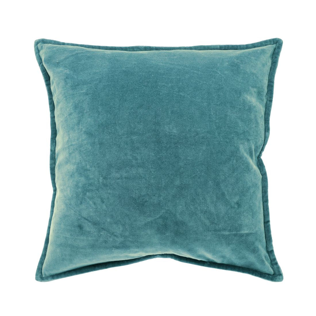 CUSHION WASHED VELVET SMOKE BLUE POLY FILLED43 X 43 CM