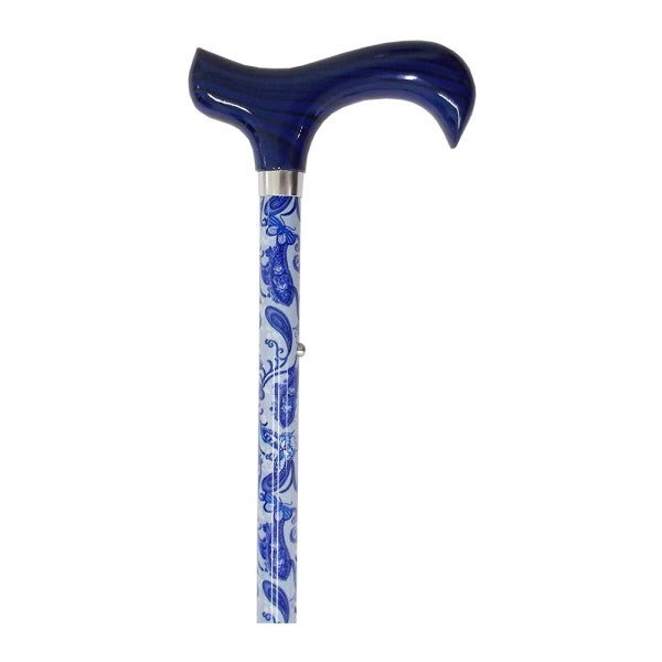 ADJUSTABLE WALKING STICK BLUE PAISLEY