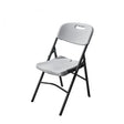 Durable blow moulded folding chair with a sturdy steel frame for indoor and outdoor use.