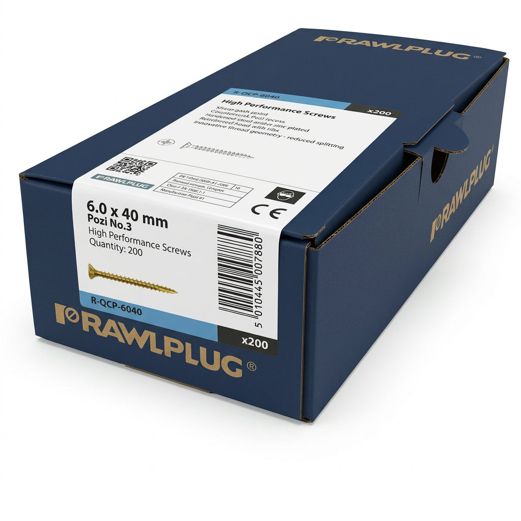Rawlplug Chipboard Screws 6.0mm x 40mm 200 Box