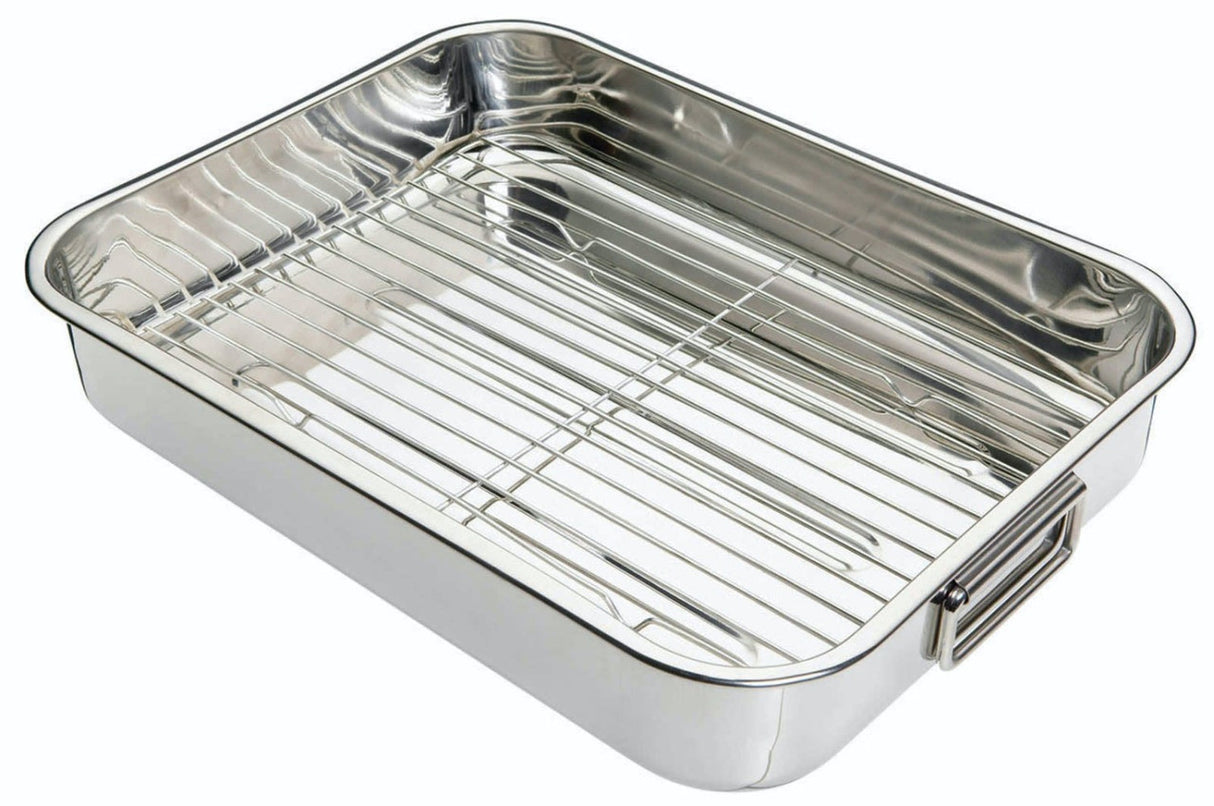 KITCHEN CRAFT STAINLESS STEEL 43CM X 31CM ROASTING PAN