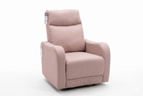 Como recliner chair in dusty pink with padded upholstery and reclining function.