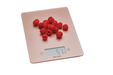 TAYLOR PRO GLASS DIGITAL 5KG KITCHEN SCALES ROSE GOLD