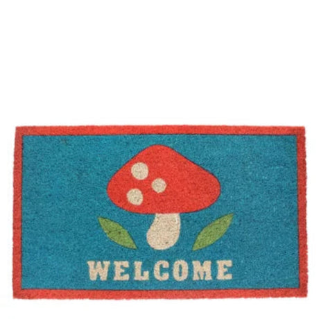 Welcome Mushroom decorative doormat for trapping dirt and moisture at home entrances