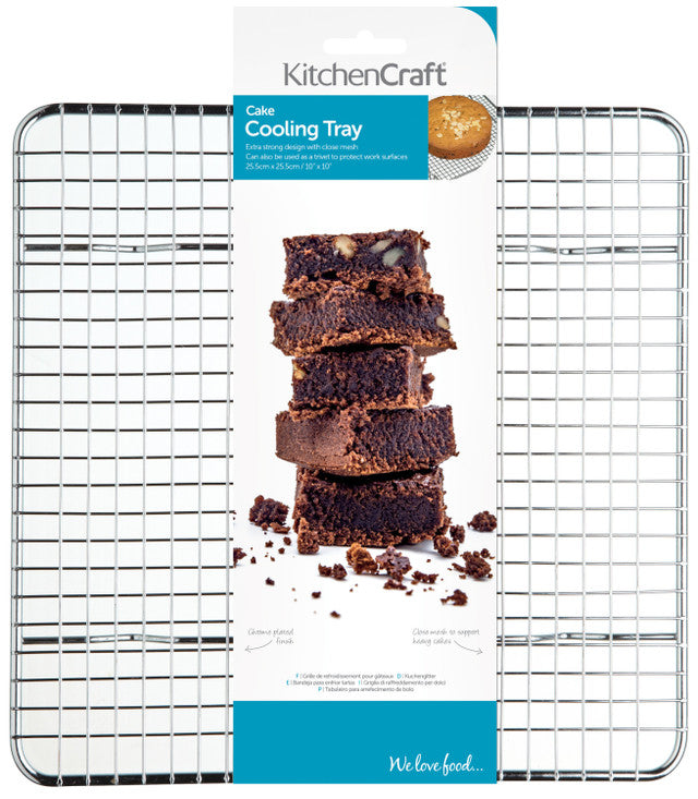 KITCHEN CRAFT CHROME PLATED SQUARE CAKE COOLING TRAY 25CM