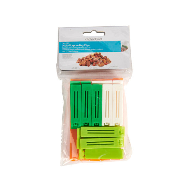 KITCHEN CRAFT PACK OF 20 ASSORTED SIZED BAG CLIPS