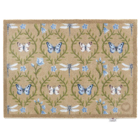 Nature-inspired washable indoor door mat with a striped wild meadow design.