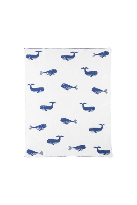 BABY BLANKET WHALE BLUE /CREAM /WHITE