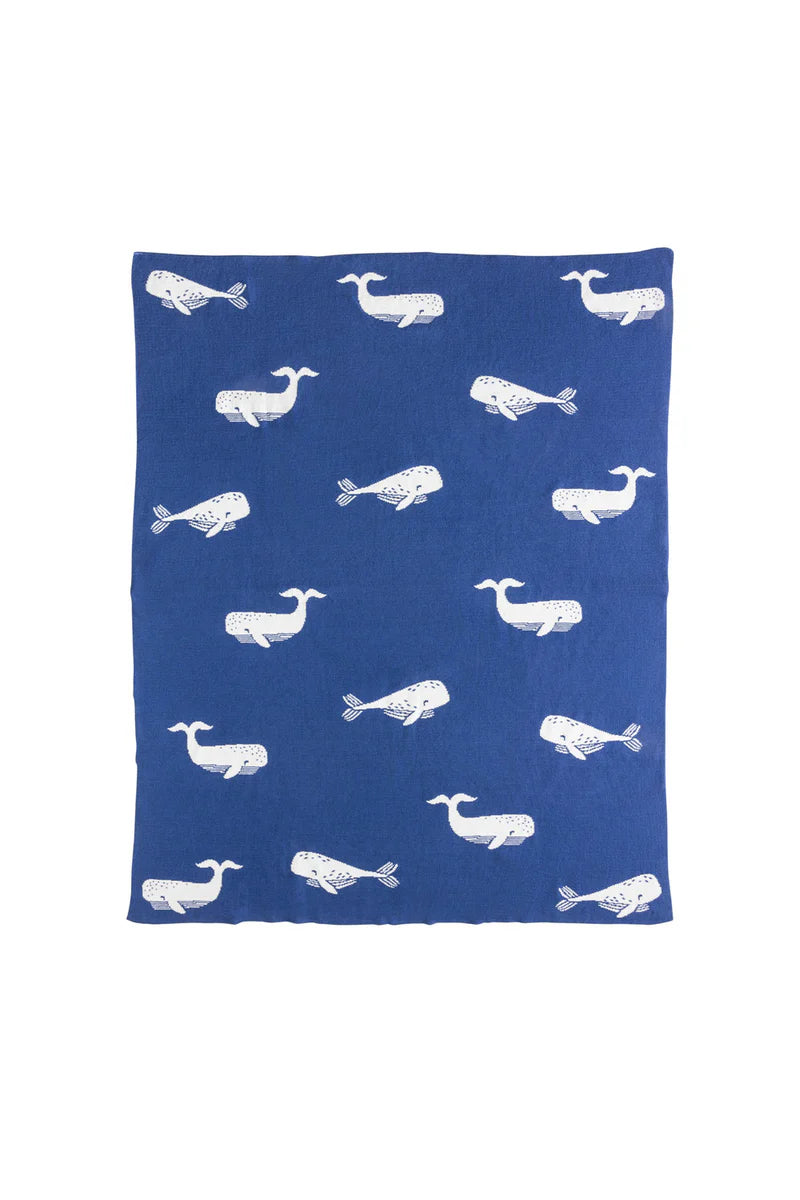 BABY BLANKET WHALE BLUE /CREAM /WHITE