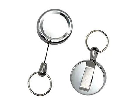 Key-Bak retractable key holder with durable wire cable and secure clip for everyday use.