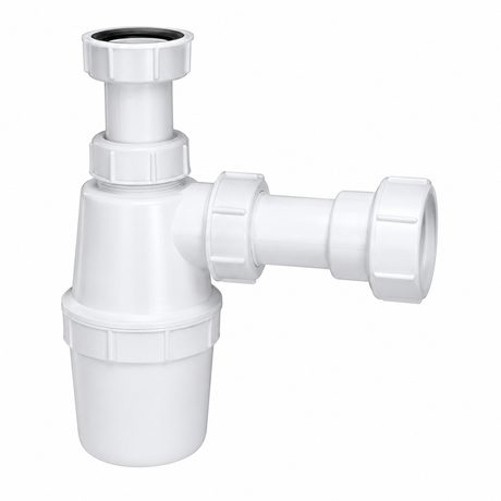 McAlpine 1¼ inch adjustable bottle trap for sinks and basins, designed for reliable waste drainage.