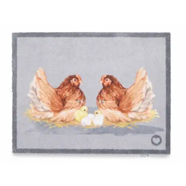 Mother Hen Hug Rug doormat measuring 65 x 85cm for trapping dirt and moisture at home entrances.