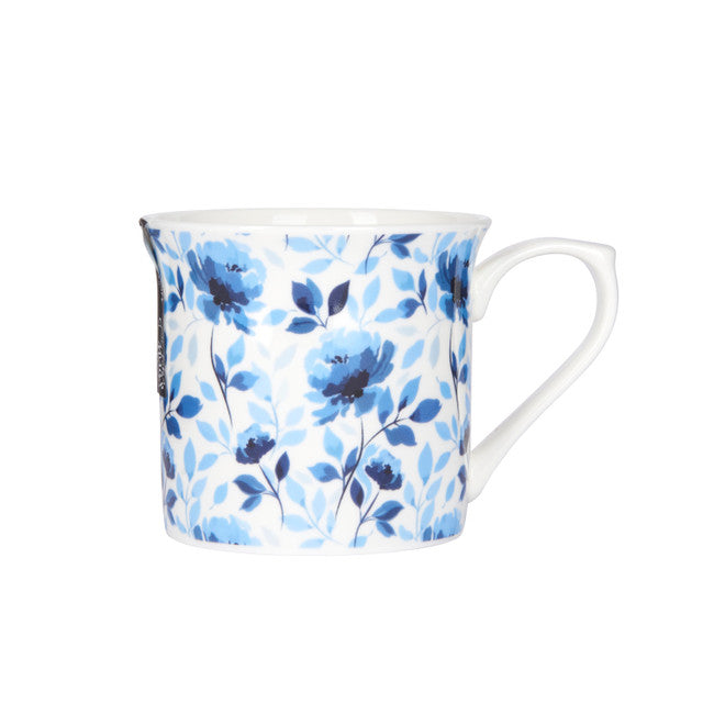 KITCHEN CRAFT FLUTED CHINA BLUE ROSE MUG