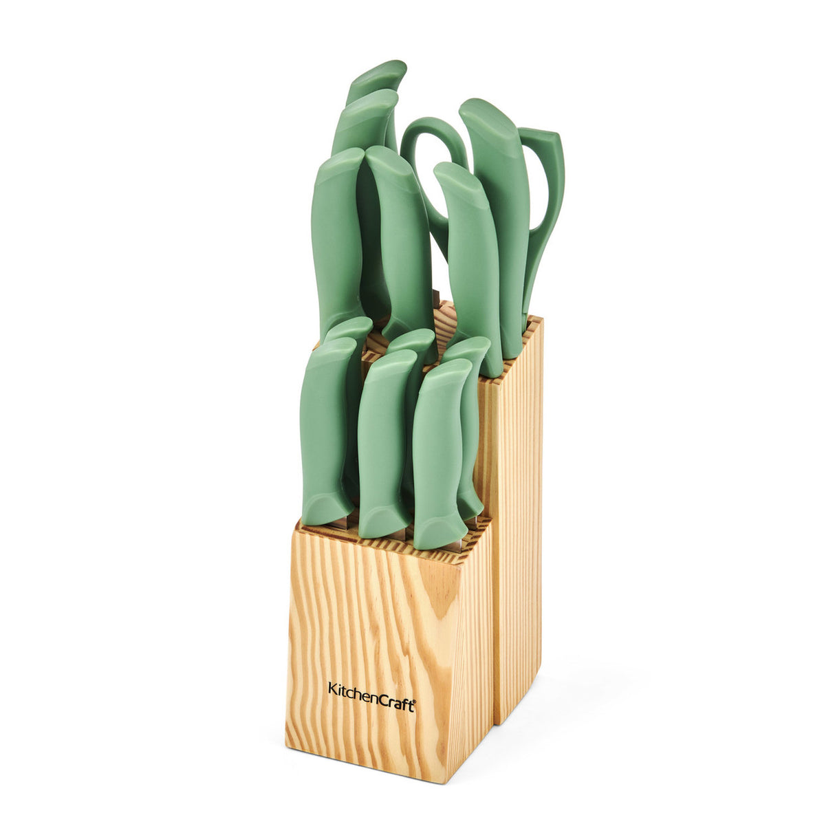 BLUE KNIFE BLOCK SET OF 14 GREEN