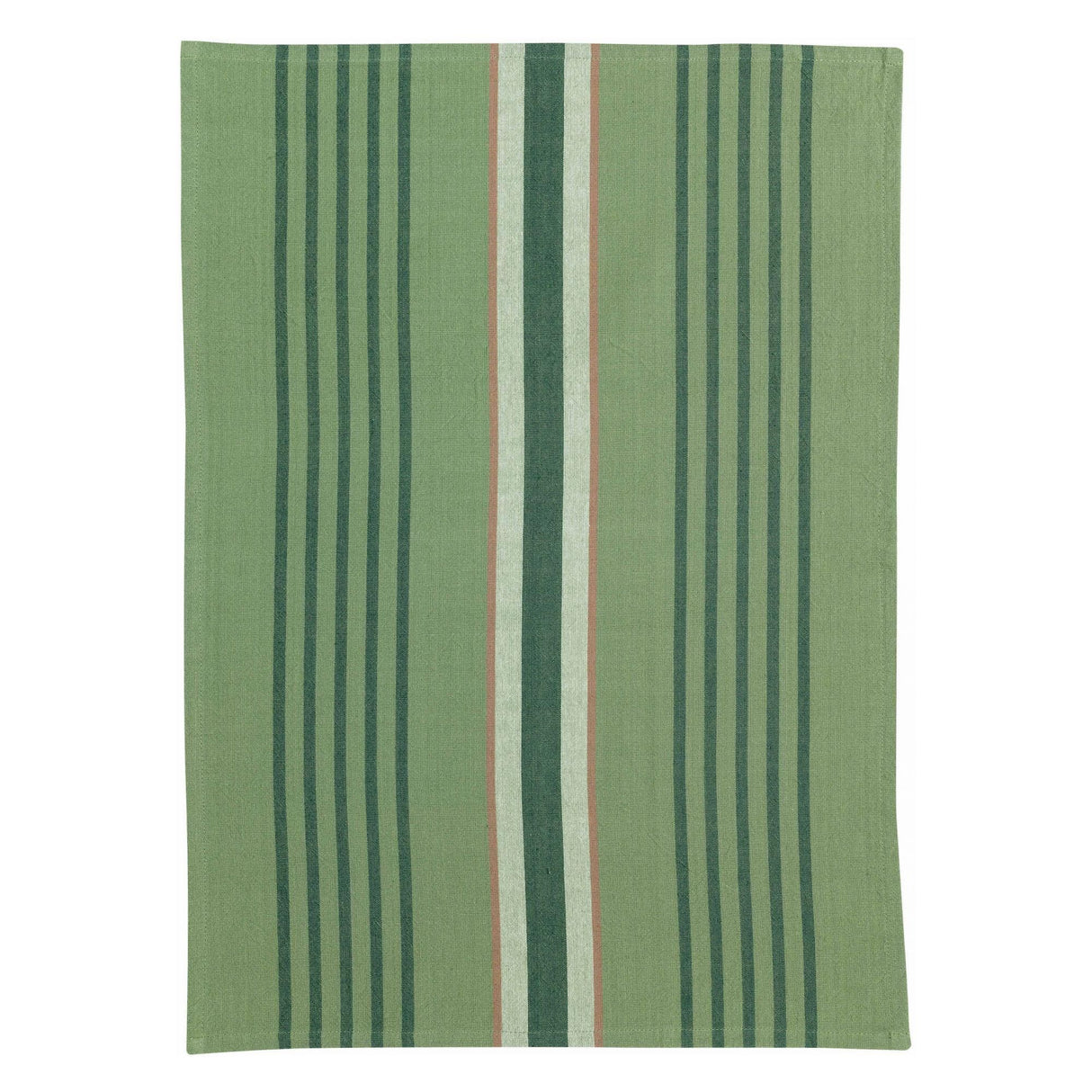 TEA TOWELS 100% RECYCLED COTTON GREEN STRIPE 50 X 70 CM