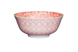 KITCHEN CRAFT RED & PINK VICTORIAN STYLE PRINT CERAMIC BOWL 16CM