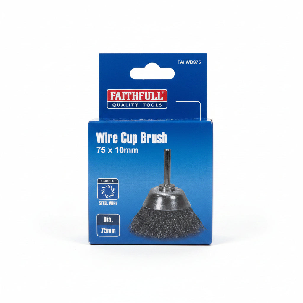 Faithfull Wire Cup Brush 75mm x 6mm Shank 0.30mm Wire