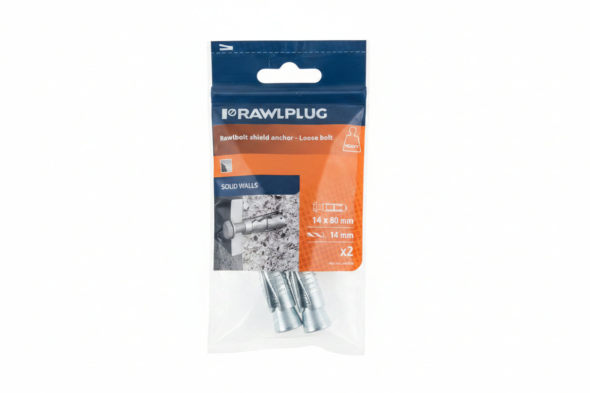 Rawlplug Rawlbolt Shield Anchor Loose Bolt M8 14mm x 80mm Pack of 2