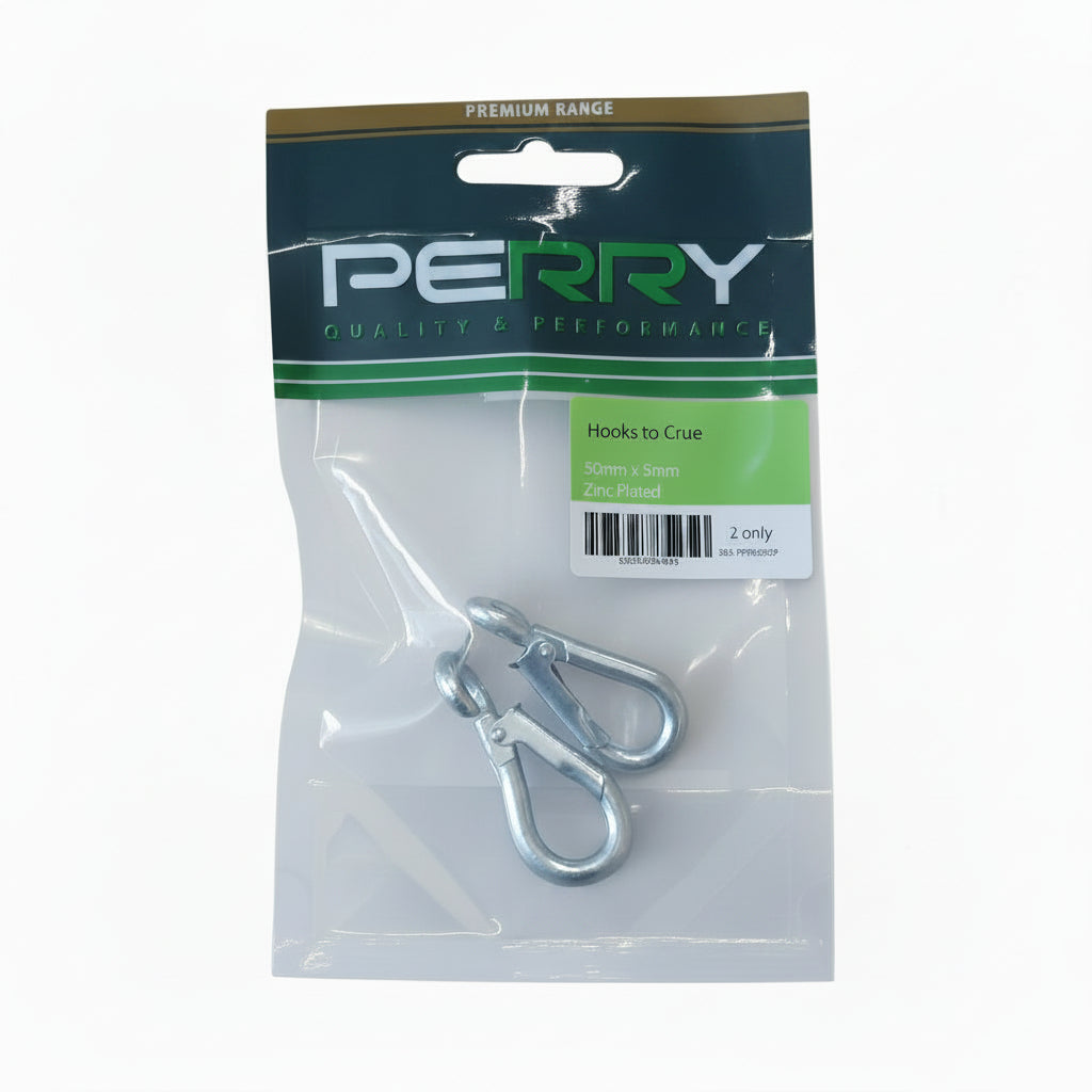 Perry Hooks to Crue 50mm x 5mm Zinc Plated