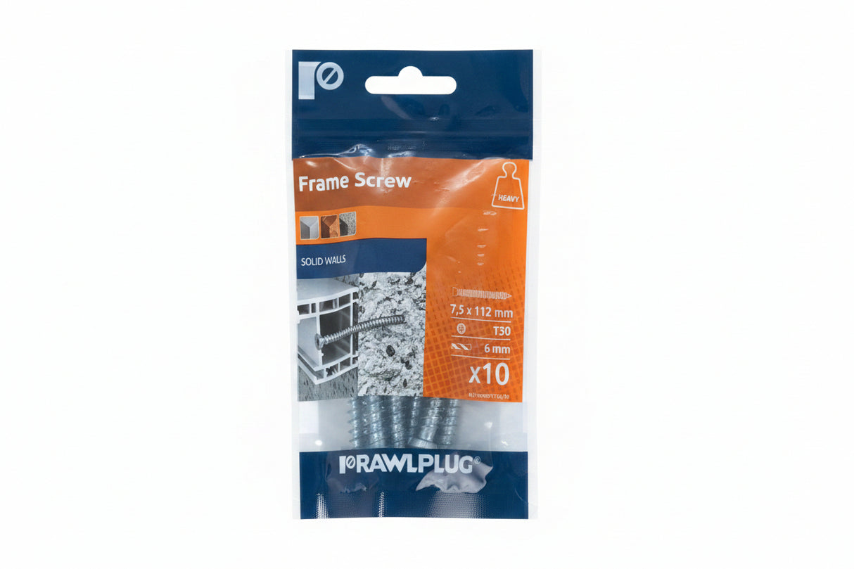Rawlplug Frame Screws 7.5mm x 112mm T30 Pack of 10