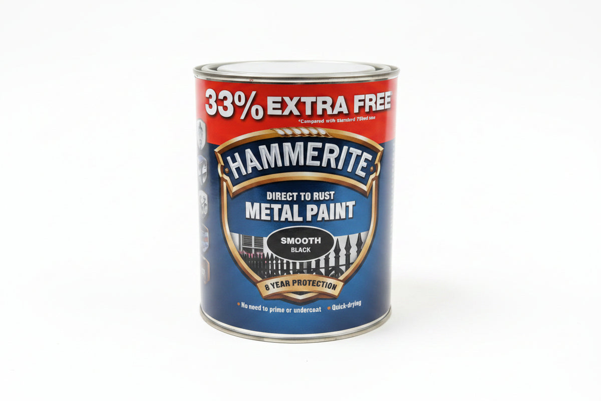 Hammerite Metal Paint Smooth Black 750ml+33% Extra Free