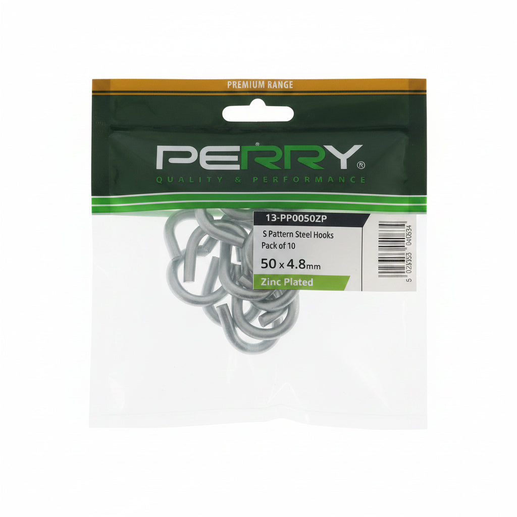 Perry S Hooks 50mm x 4.8mm Pack of 10