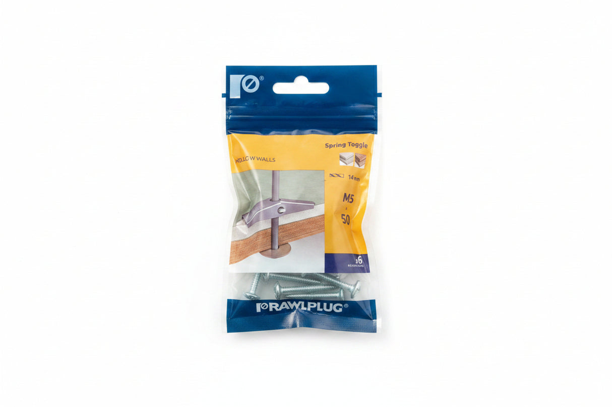 Rawlplug Hollow Walls Spring Toggle M5 x 50mm Pack of 6