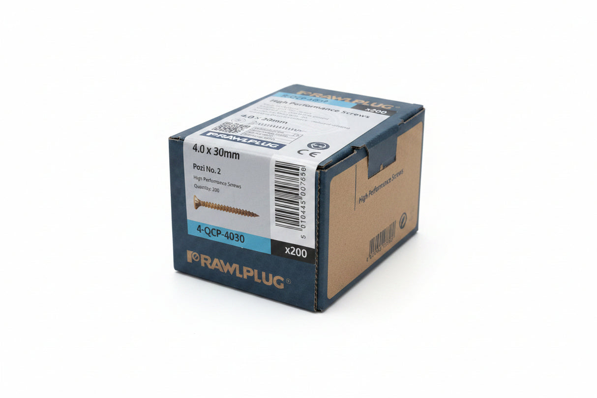 Rawlplug Chipboard Screws 4.0mm x 30mm 200 Box