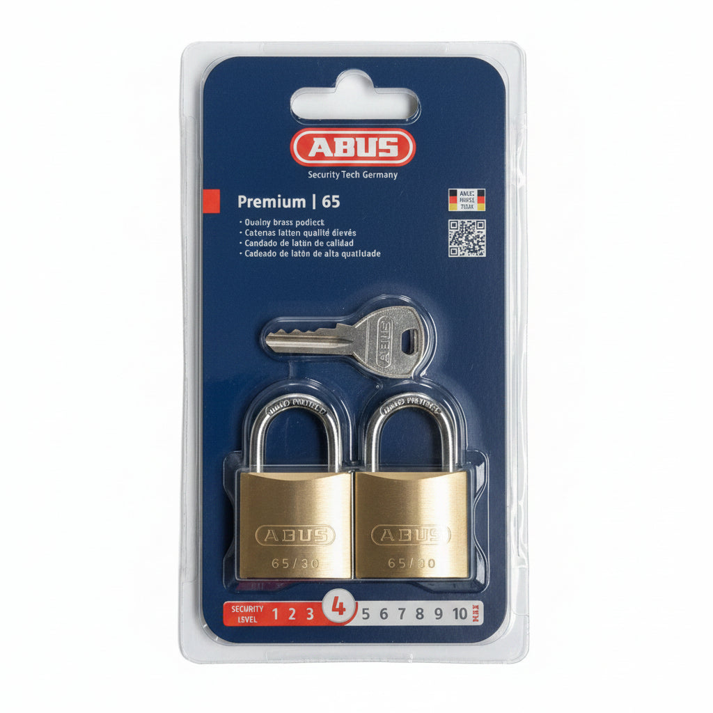 Abus 65 Series Brass Padlock 30mm Twin Pack