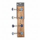 Large Blue Hooks on Wooden Base