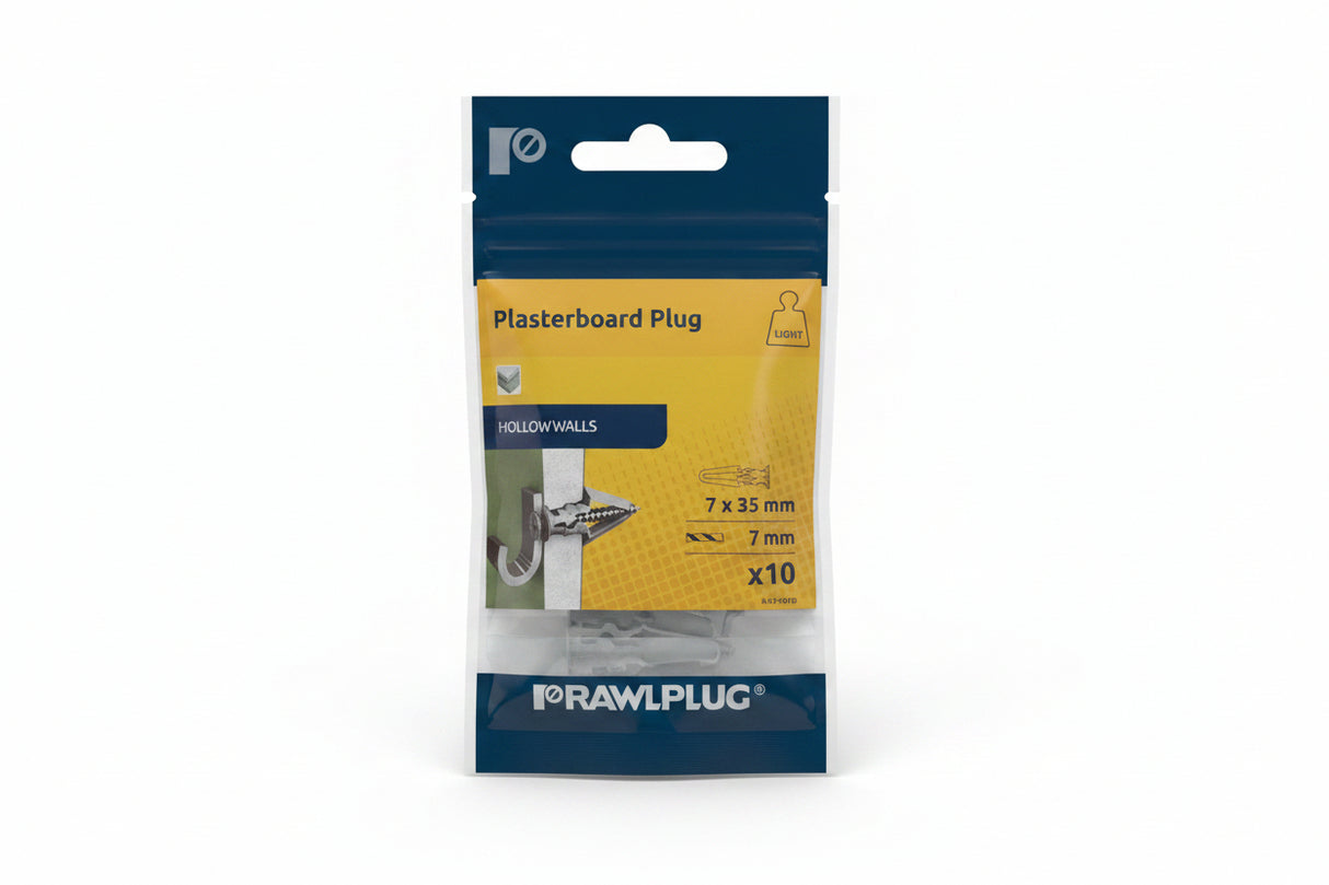 Rawlplug Plasterboard Plugs 7mm Pack of 10