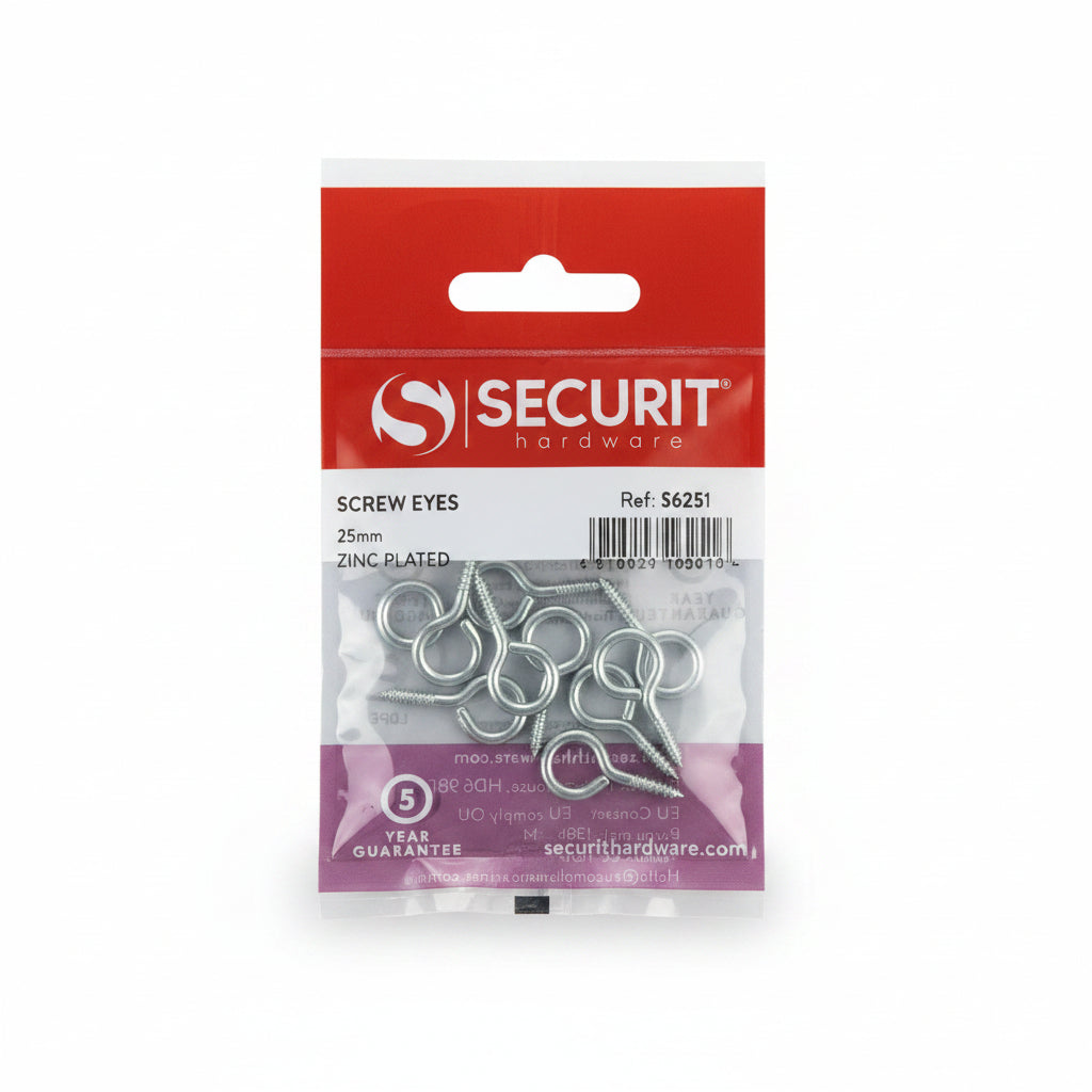 Screw Eyes 25mm Zinc Plated Pack of 12
