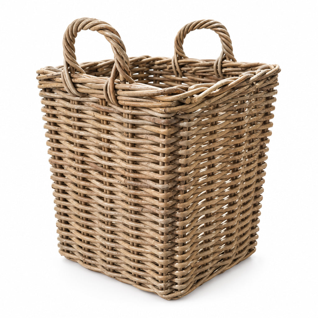 Sirocco Medium Square Natural Wicker Log Basket