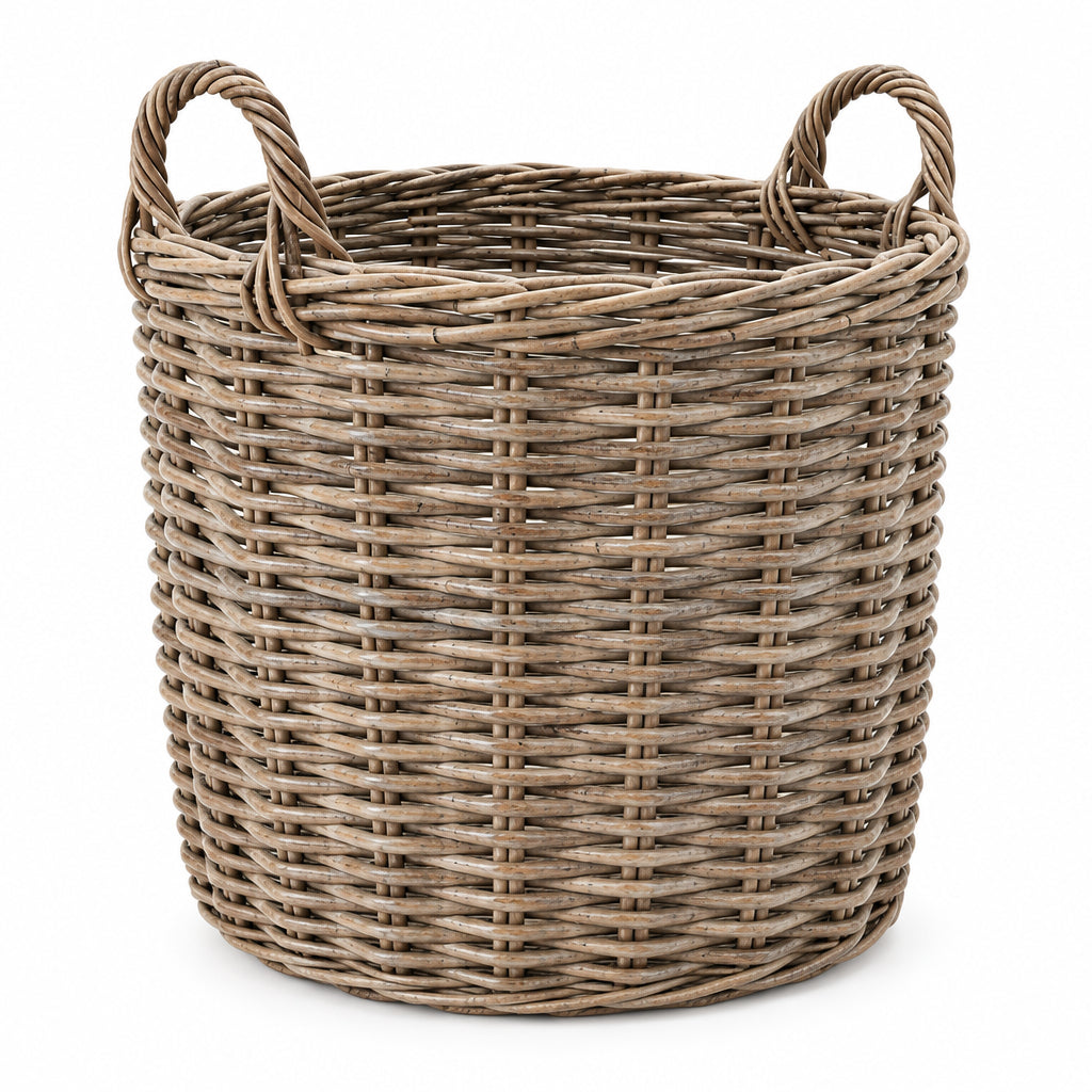 Sirocco Natural Wicker Log Basket Round Large