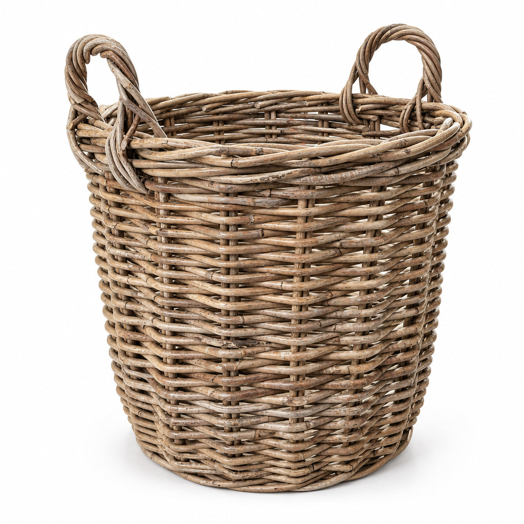 Sirocco Natural Wicker Log Basket Round Medium