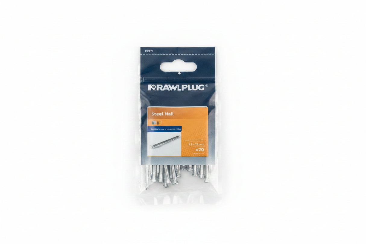 Rawlplug Steel Nails 3.5mm x 75mm Pack of 20