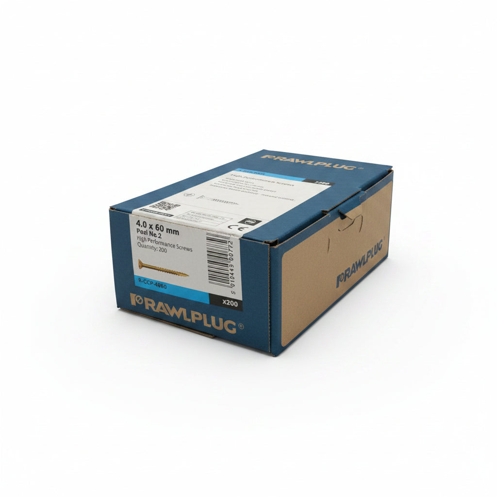 Rawlplug Chipboard Screws 4.0mm x 60mm 200 Box