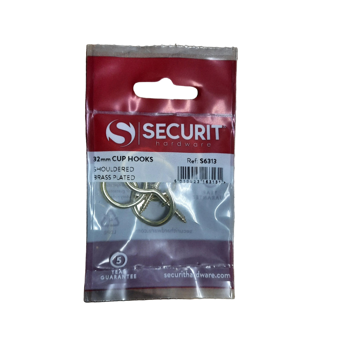 BRASS CUP HOOKS 32MM PACK OF 5