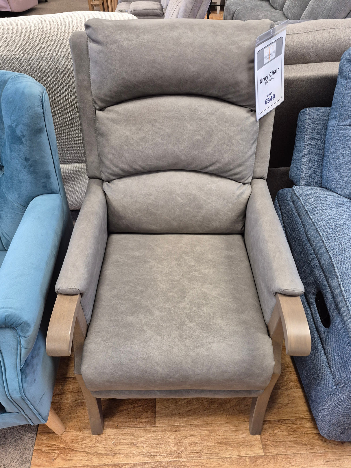 EARTON CHAIR GREY LEATHER