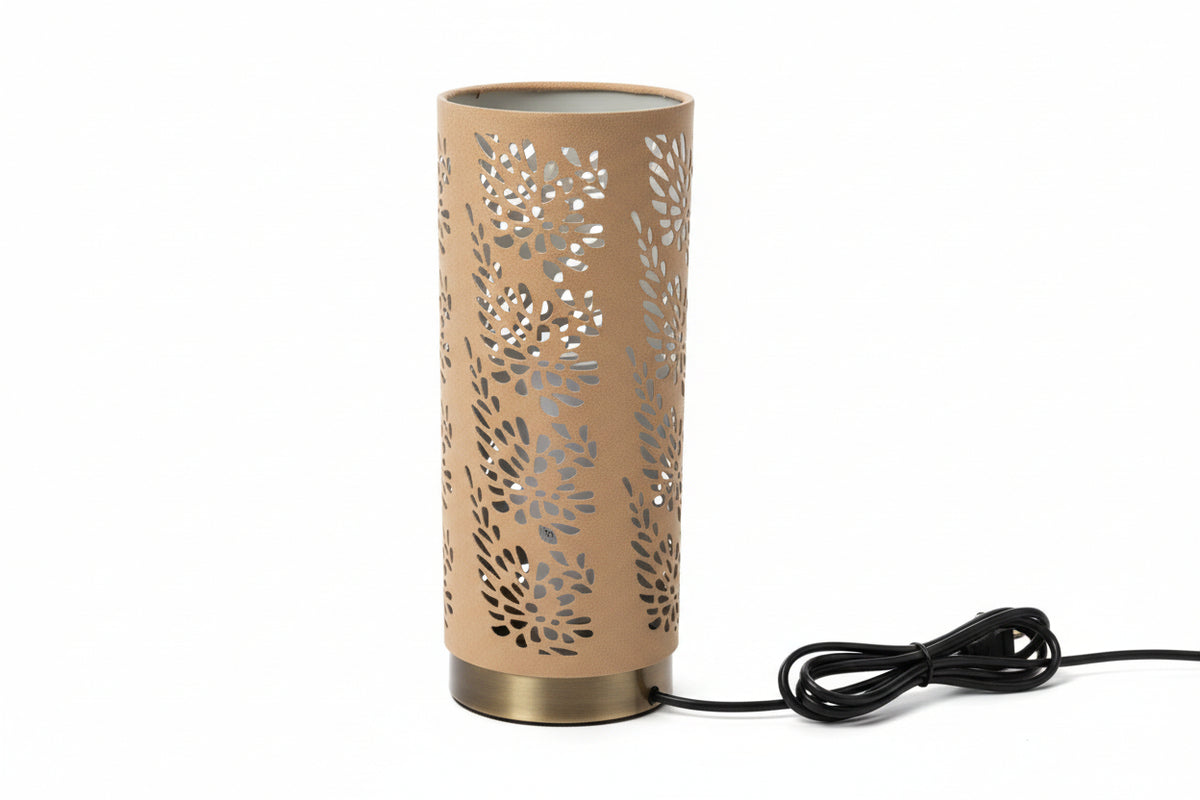 Antique Brass Touch Lamp With Beige Shade