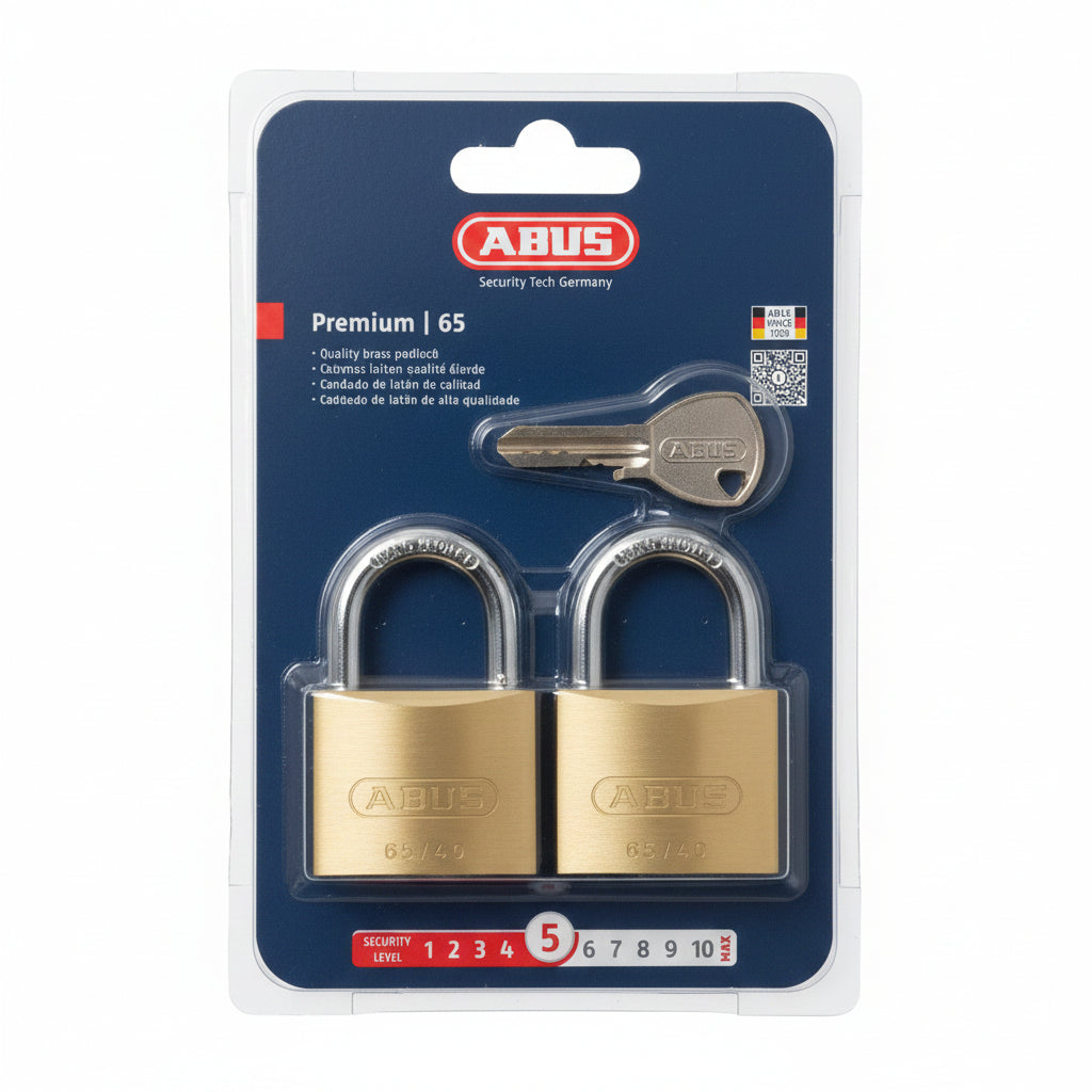 Abus 65 Series Brass Padlock 40mm Twin Pack